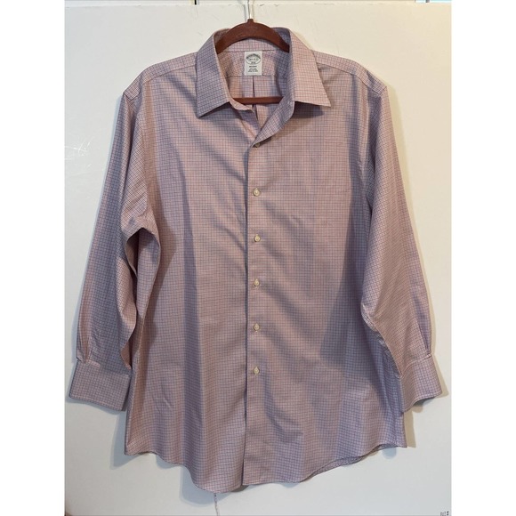Brooks Brothers Men 16 1/2-2/3 Non-Iron Blue Check Button Down Long Sleeve Shirt - Picture 1 of 5